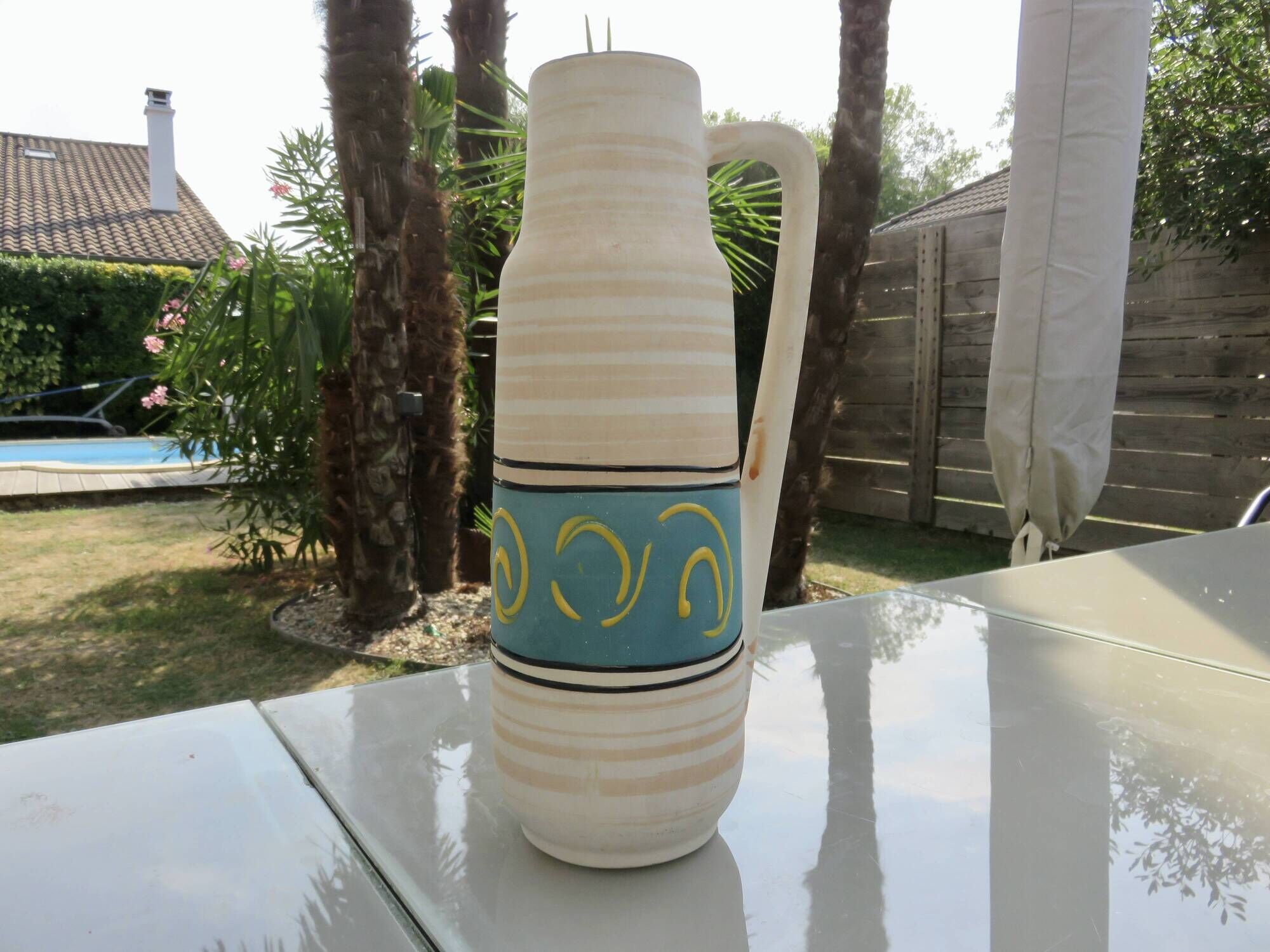 Ceramic vase with handle "W.Germany" 1970s