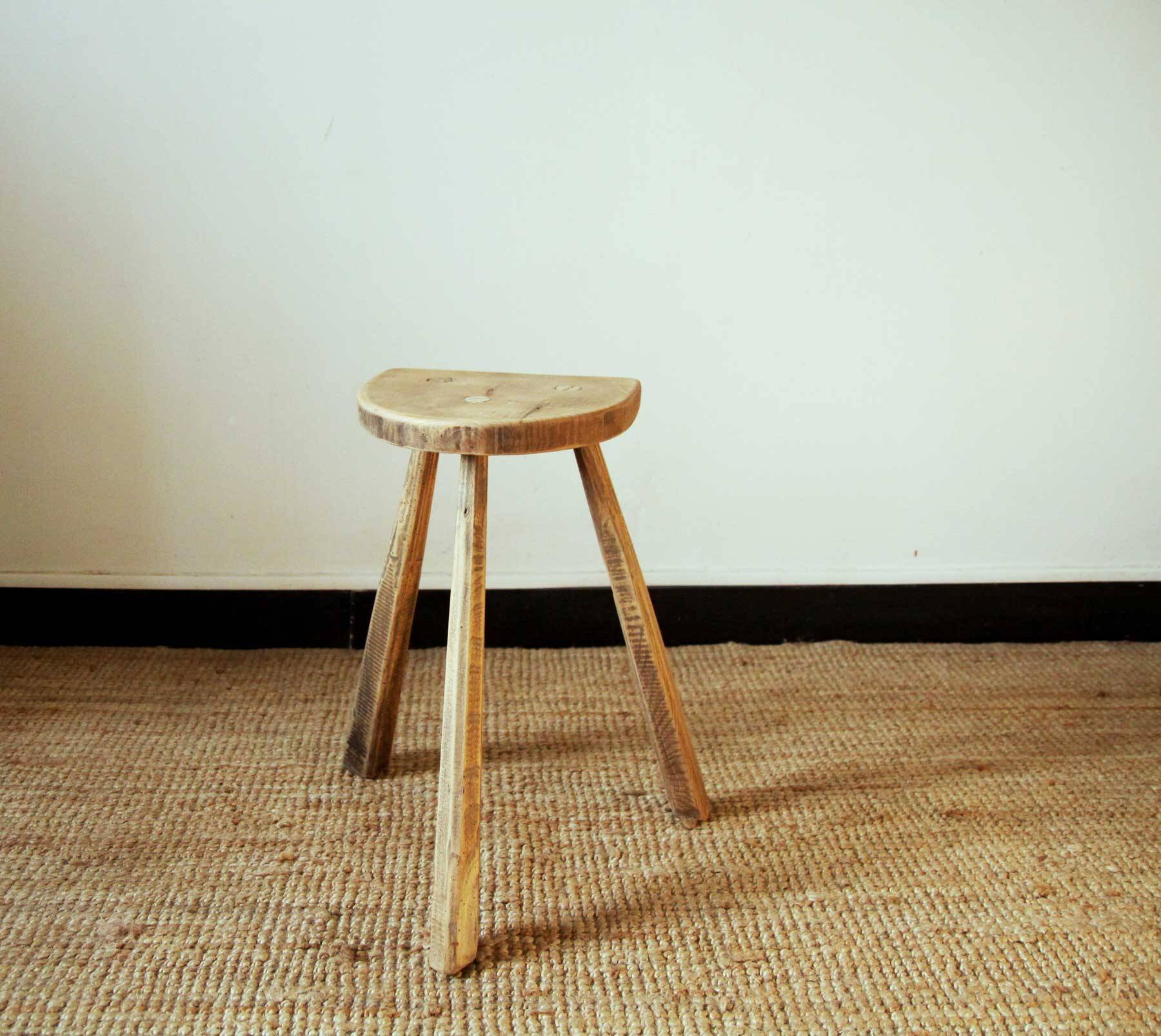 Brutalist wooden stool