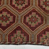 6x10 Geometric Pattern Vintage Kilim Rug, 188x309 Cm