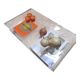 Design coffee table from Habitat in transparent plexiglass, mounted on wheels.