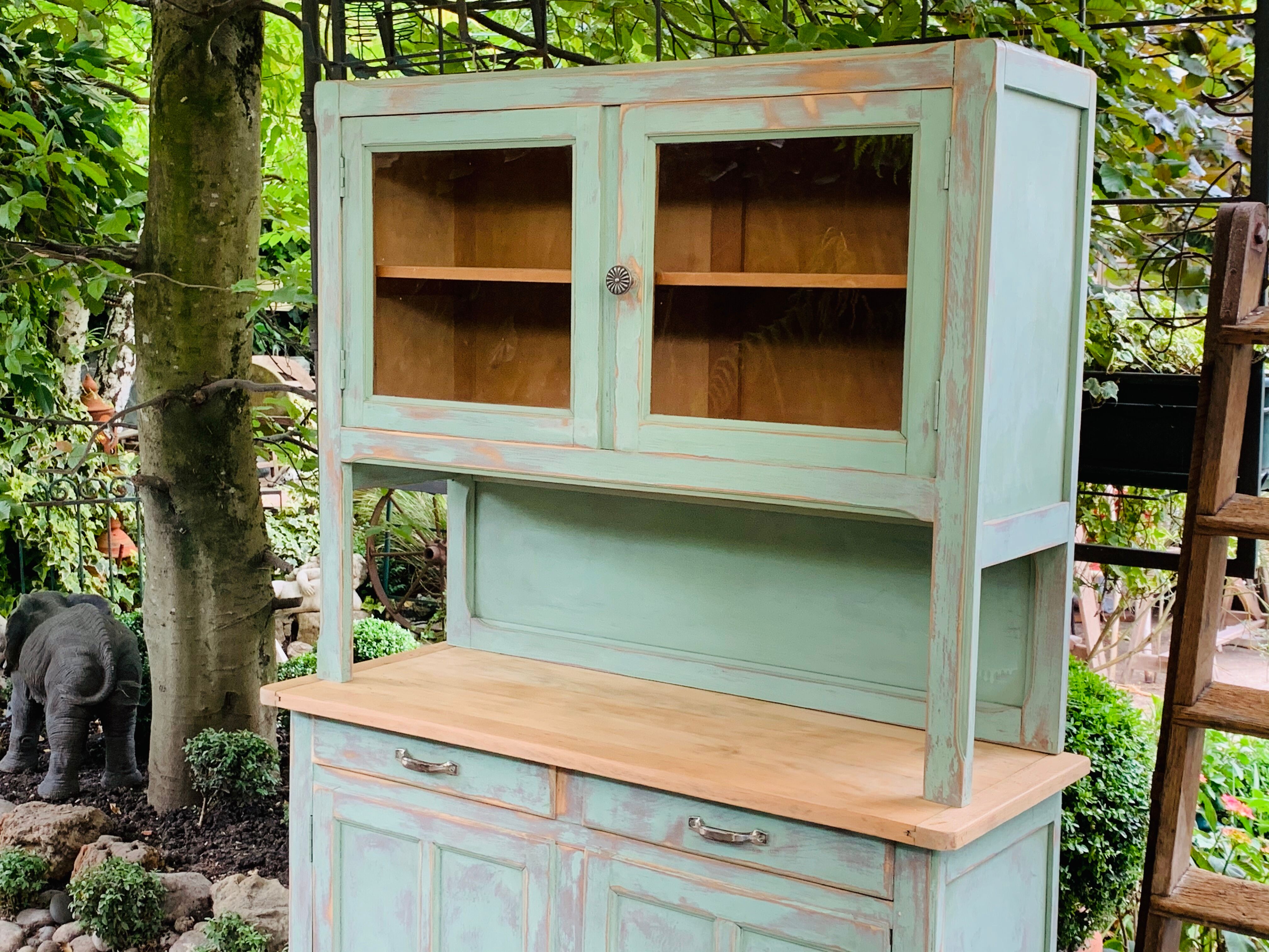 Parisian buffet patine celadon green and bluish grey