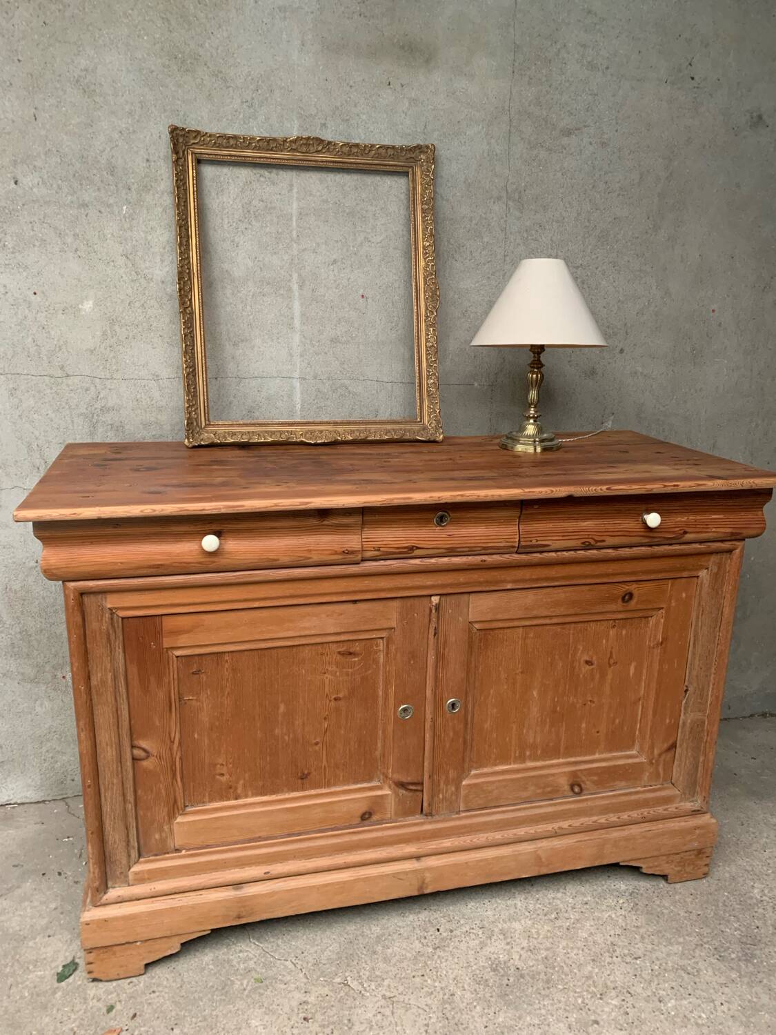 Honey-colored wood sideboard