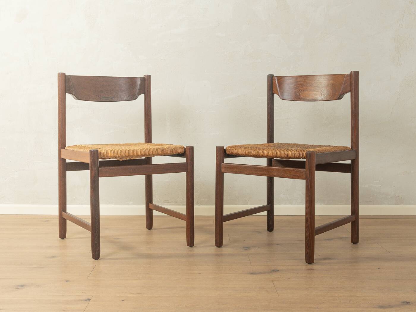 Dining chairs from the 1970s with original seagrass weave (set of 2)