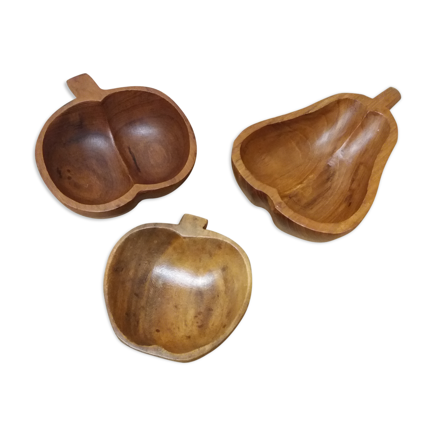 Set 3 cups in wood apples and pear
