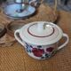 Sucrier demi porcelaine Badonviller roses rouge bleu art deco