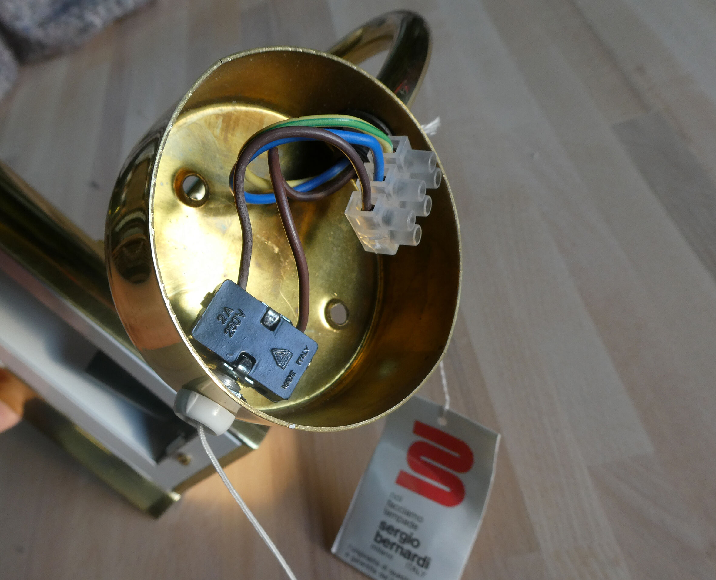 Design golden wall lamp by Sergio Bernardi - Italy