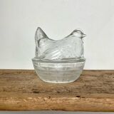 Vintage glass Hen sugar bowl