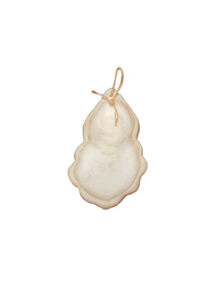 Ceramic holy water font with a representation of a woman