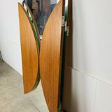 Scandinavian round triptych mirror, teak frame, 1960s.