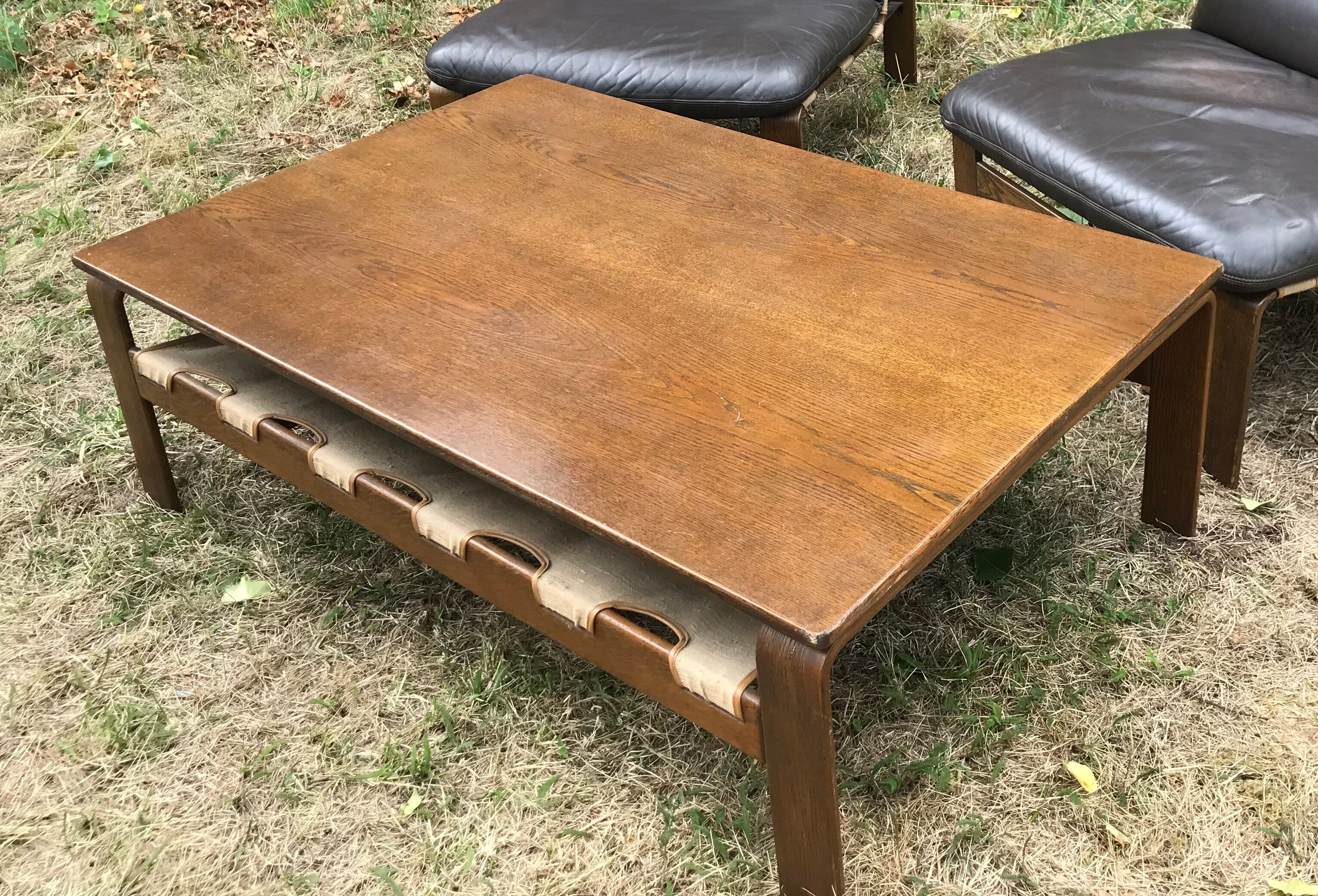 Large rectangular wooden coffee table by Carl Straub 60s
