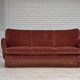 1970s, 3-seater Danish curved sofa, pink furniture velour.