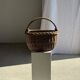 Large antique woven wicker basket with handle H45 L43 D25