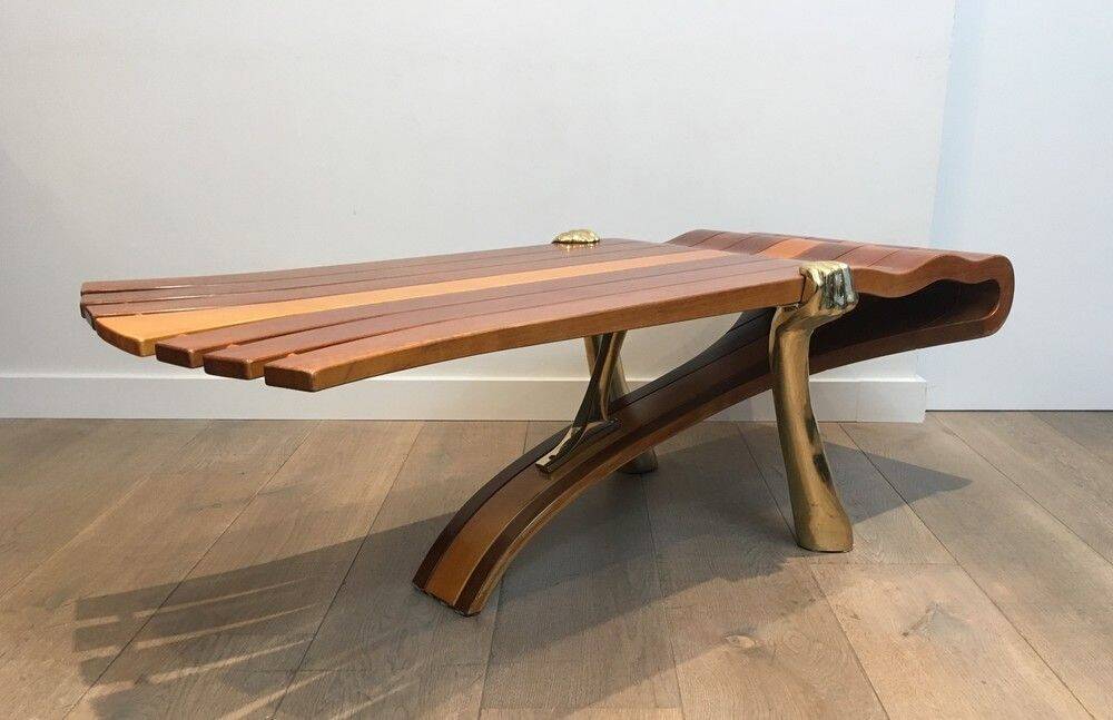 Unique coffee table made of a thick top