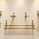 Bathroom set Napoleon III golden brass dolphin motif 7 pieces