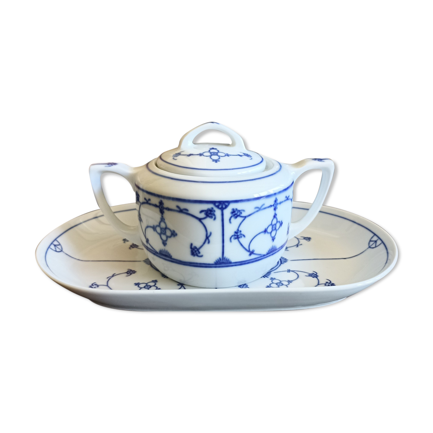 Sugar bowl and porcelain top Jäger Eisenberg - Saxon Blue
