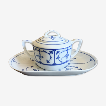 Sugar bowl and porcelain top Jäger Eisenberg - Saxon Blue