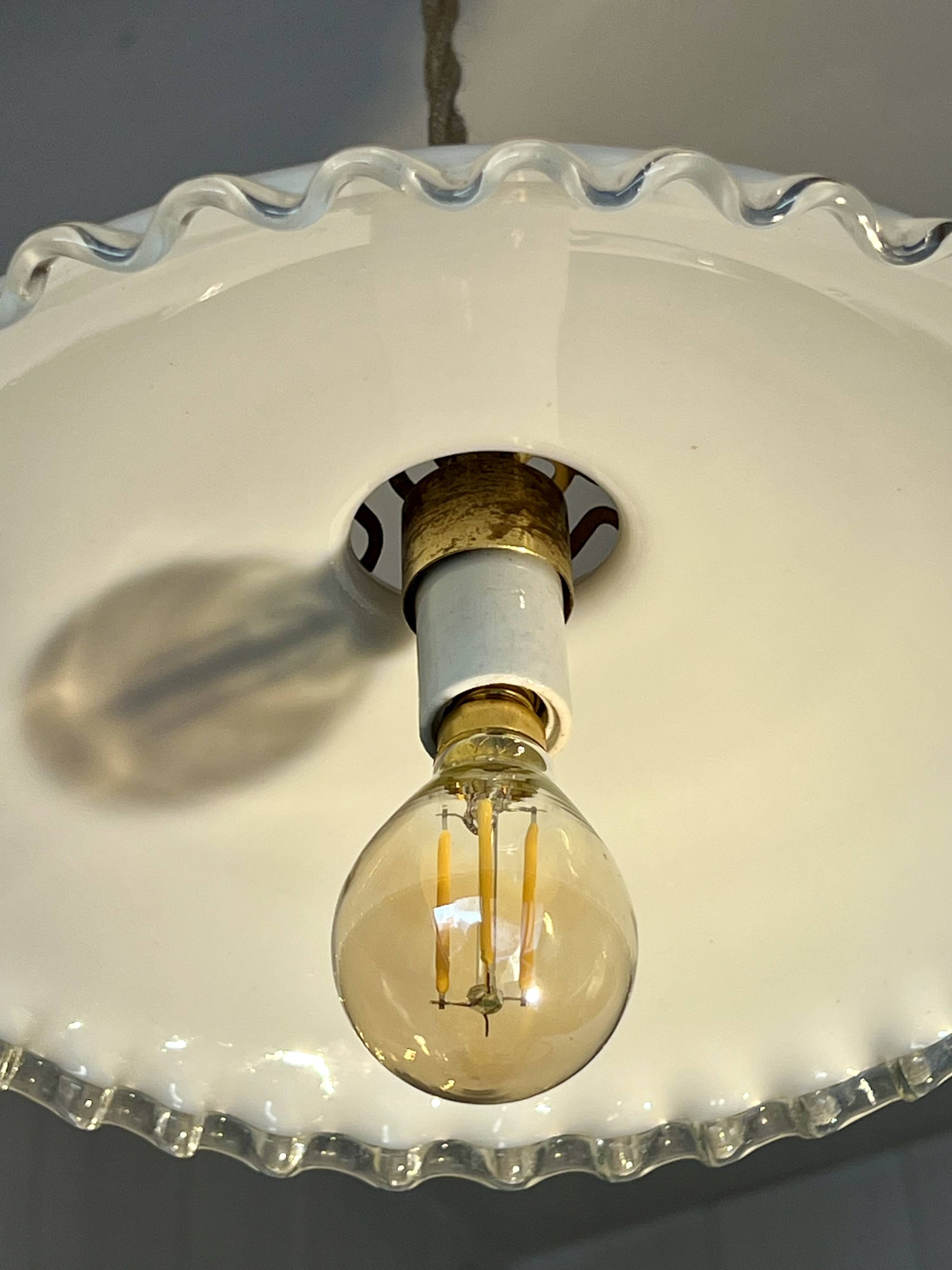 Opaline dentelée et bombée ancienne style bistrot fil corde