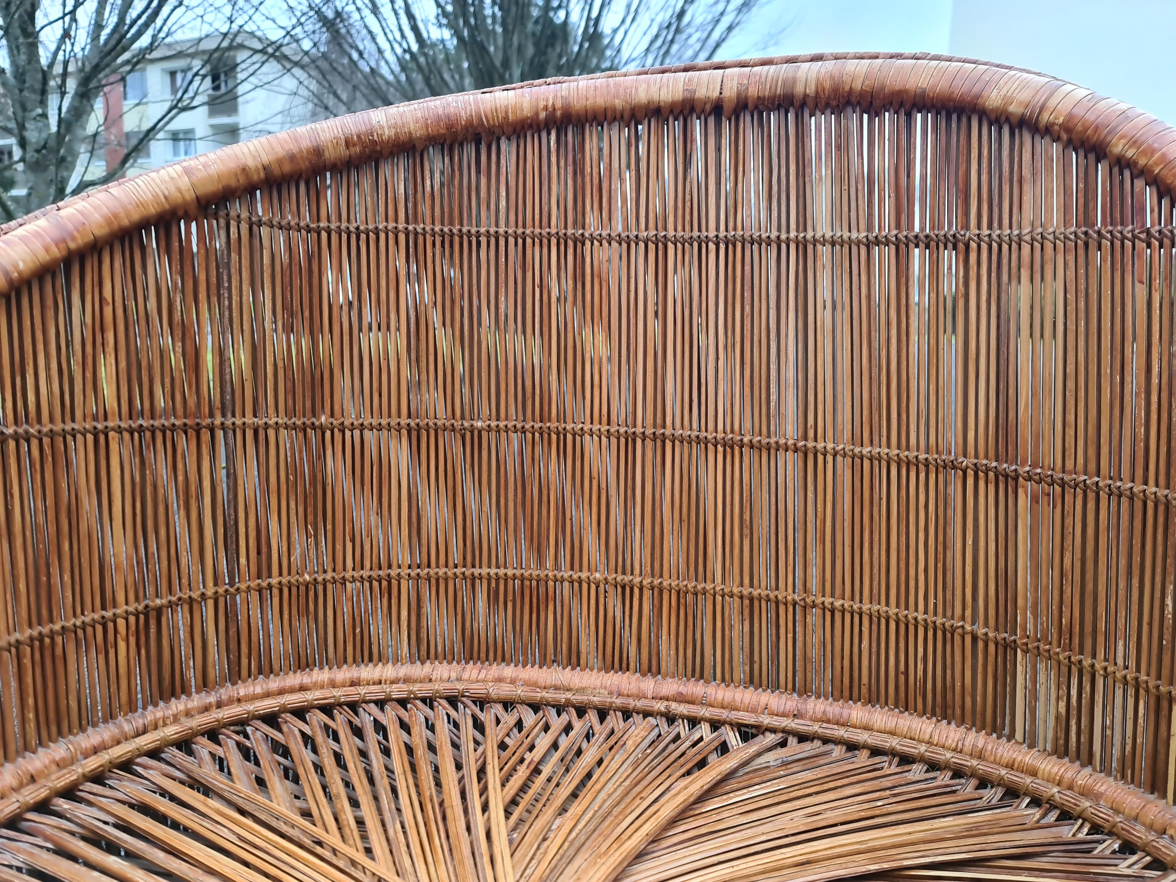 Bench rattan armchair model tablet phone 1960