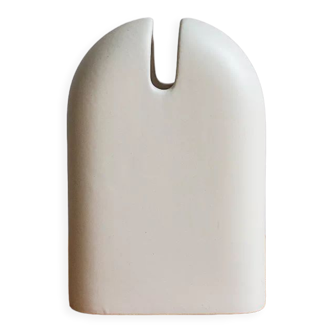 Vase de couleur blanc crème en céramique, Angelo Spagnolo x Sicart, Années 1970/1980