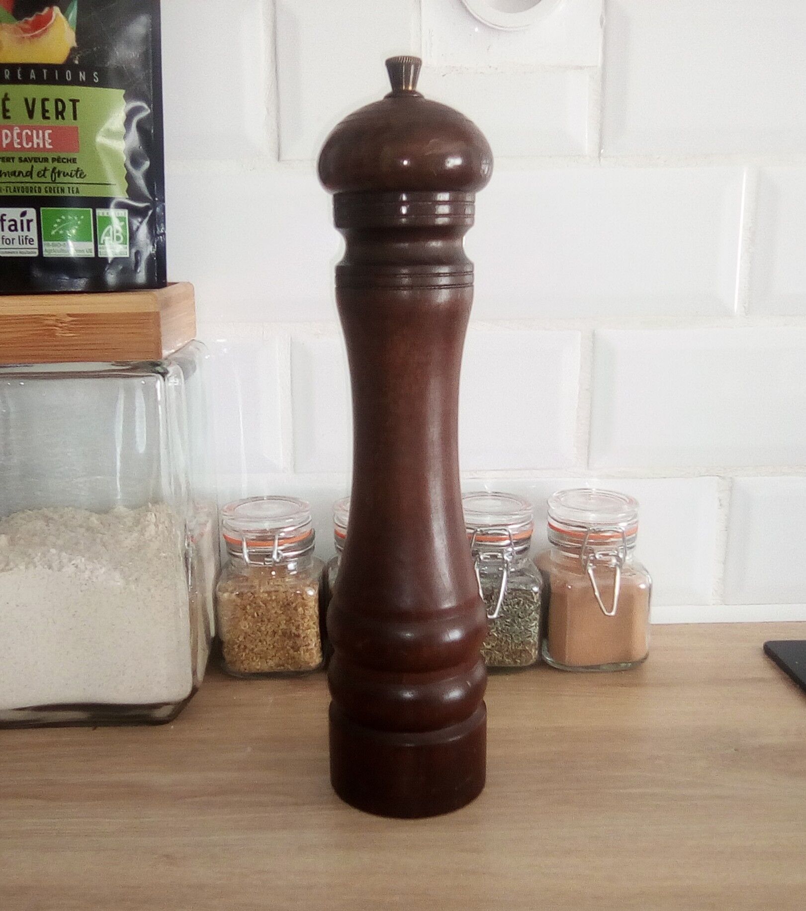 Vintage Italian wood pepper mill