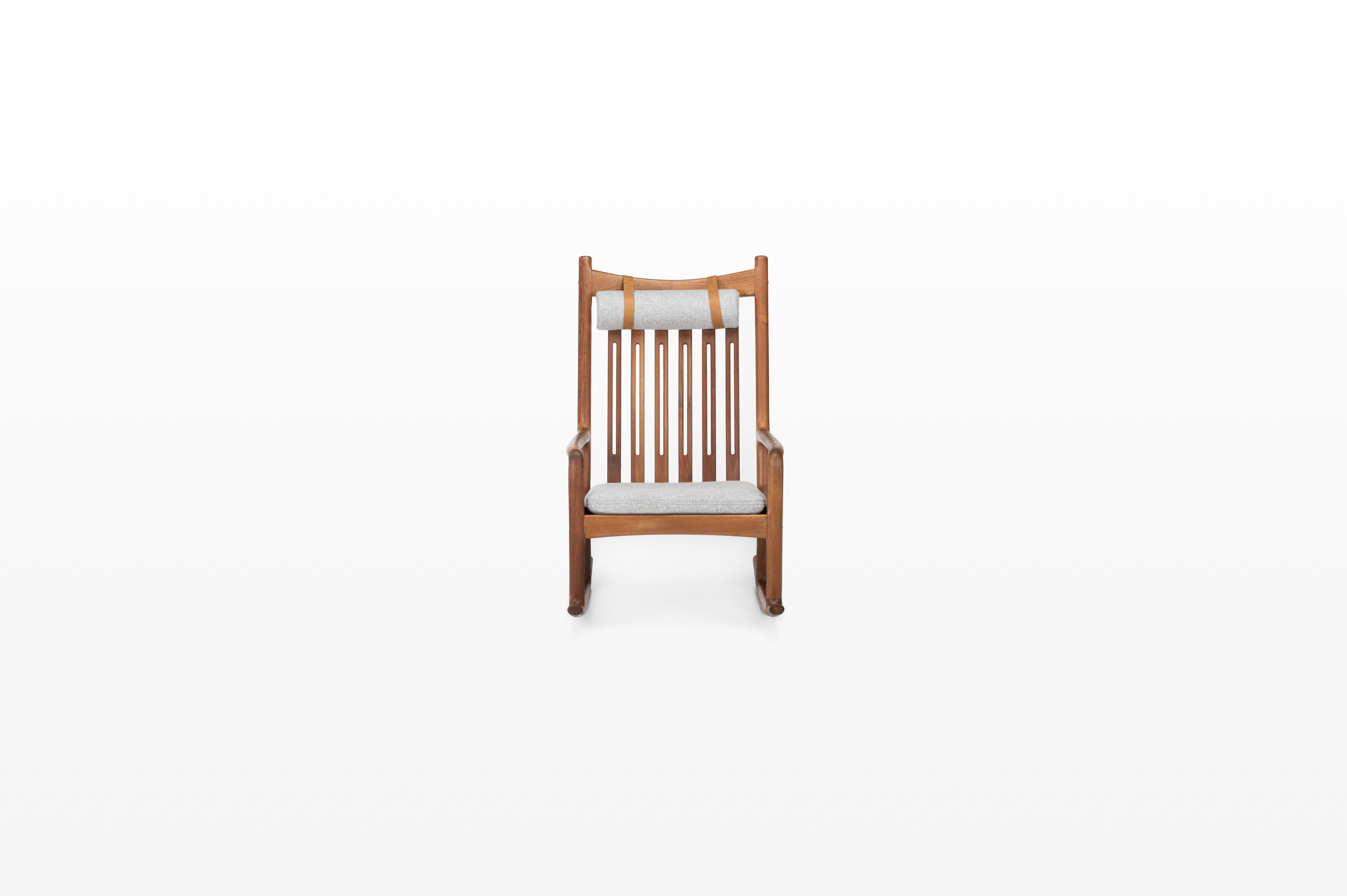 Rocking chair by Hans Olsen for Juul Kristensen in grey felt