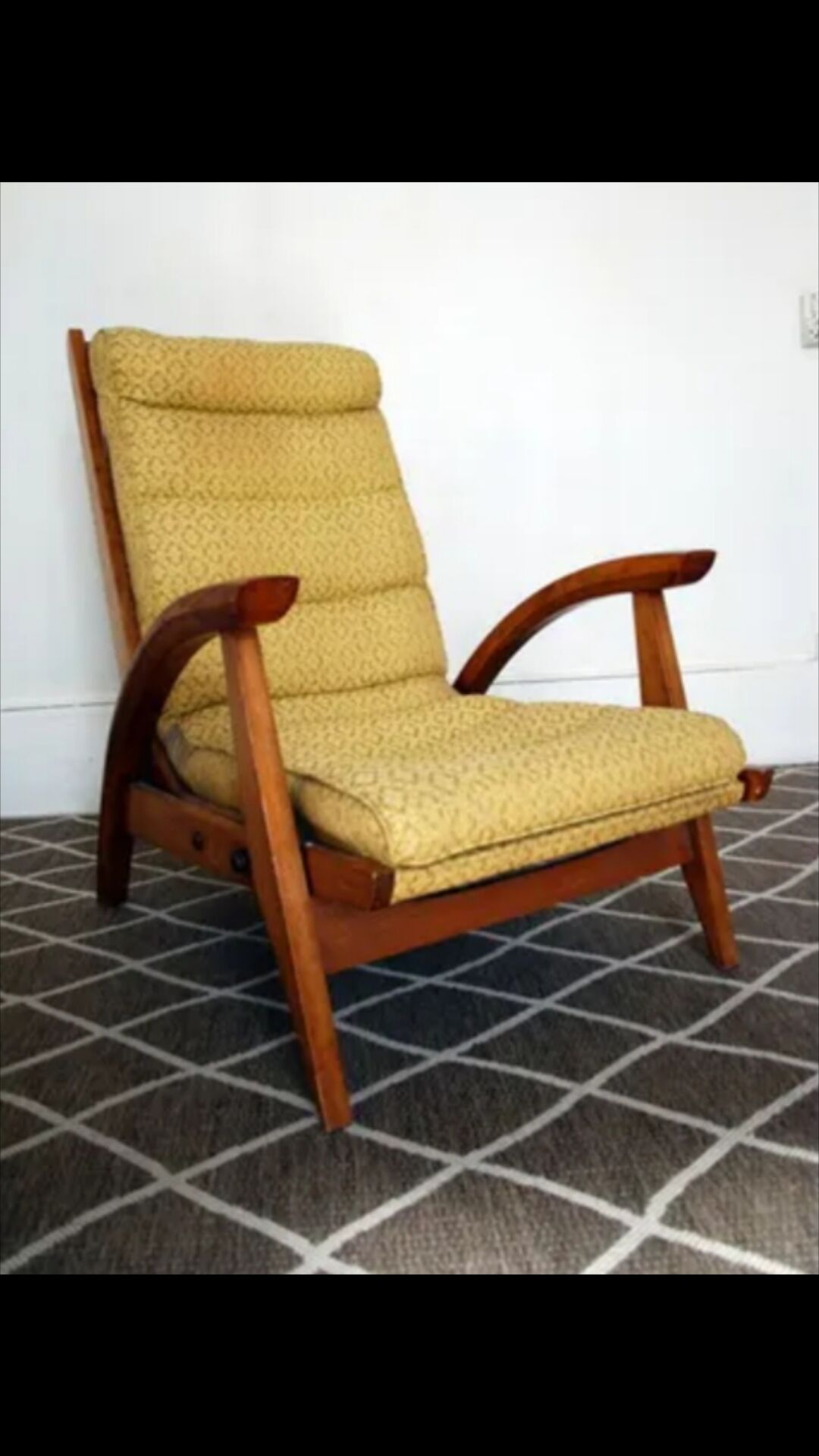 Vintage yellow wood rocking chair