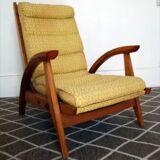 Vintage yellow wood rocking chair