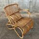 Fauteuil en rotin vintage 1950