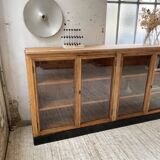 Enfilade de métier en chêne avec portes vitrées