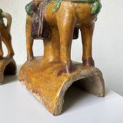 Tuile faitière équestre terre cuite époque Ming
