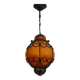Venetian cage lantern suspension in orange and blue glass paste. Venetian lantern