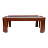 Afra and Tobia Scarpa wood and smoked glass coffee table