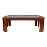 Afra and Tobia Scarpa wood and smoked glass coffee table