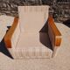Paire de fauteuils vintage en bois et tissu