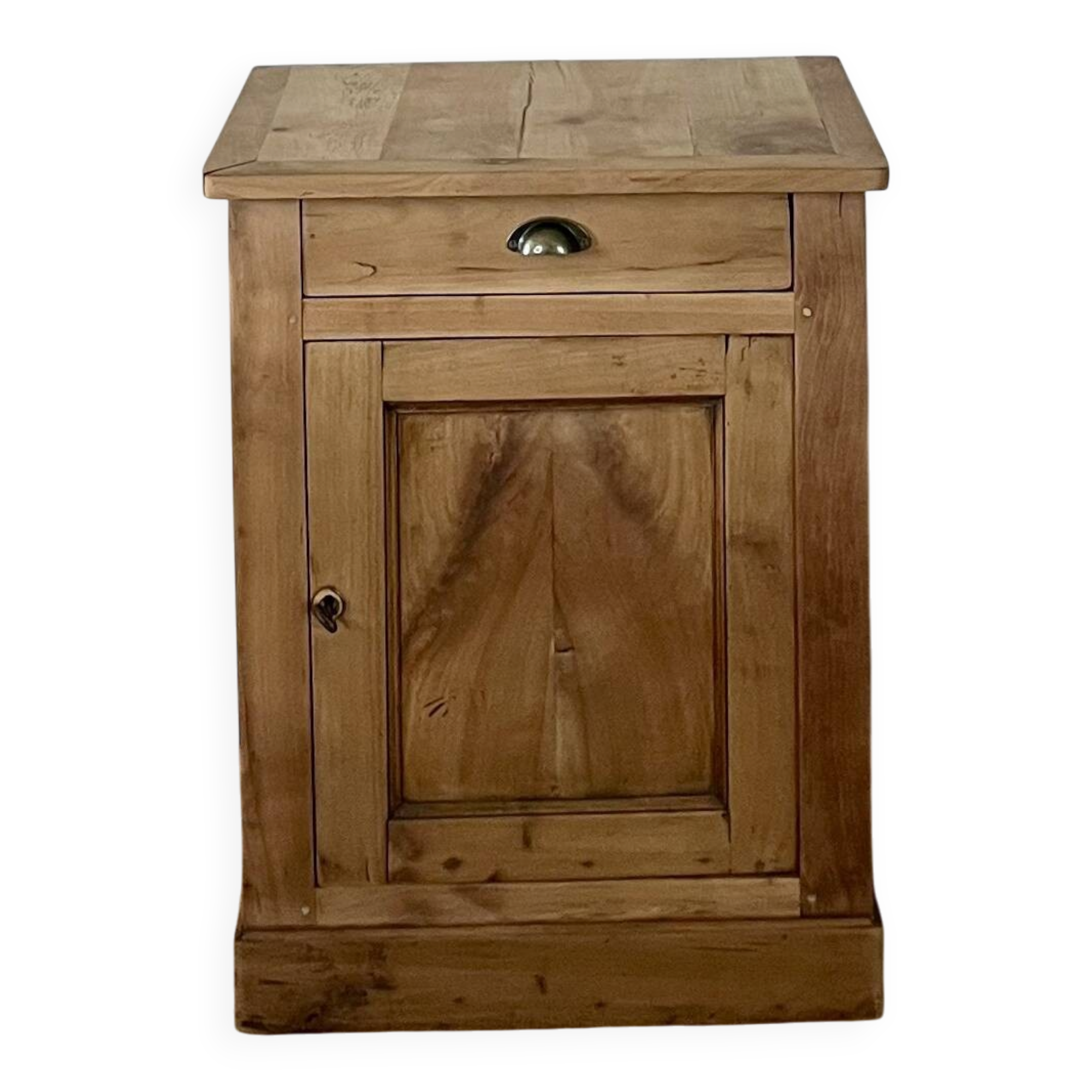 Buffet with 1 door and 1 drawer, renovated antique - solid wood jam cabinet in raw finish.