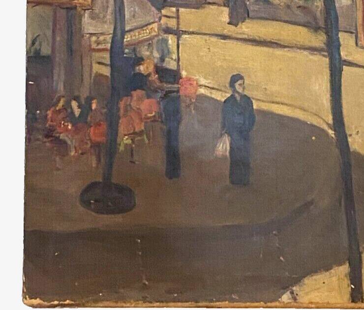 "Animated view of a street in Paris" Oil on canvas 20th century
