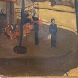 " Vue animée d'une rue de Paris " Huile sur toile XX siècle