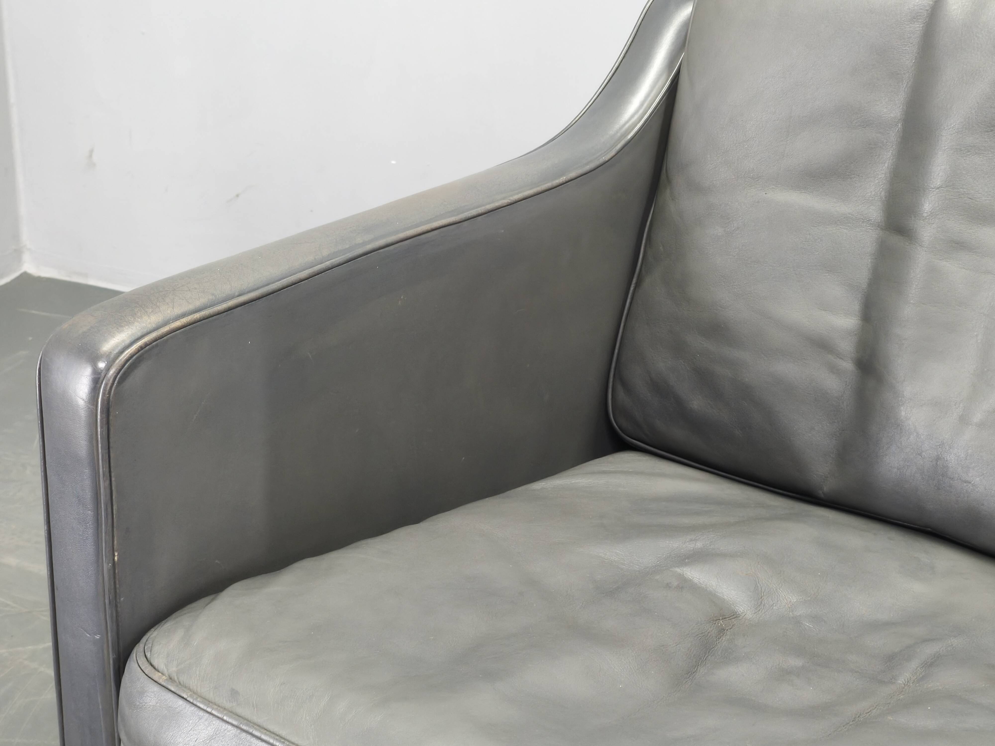 Pair of Leather Lounge Chairs by Børge Mogensen for Fredericia 1970s
