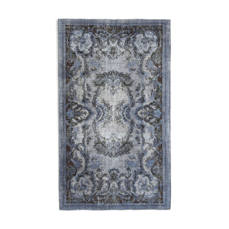 Handmade Antique Turkish 1970s 154 cm x 264 cm Grey Carpet