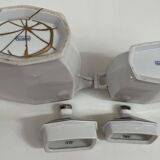 Art Deco service, porcelain with platinum, Kintsugi restoration.