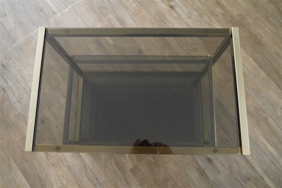Desserte vintage en metal et verre 1970