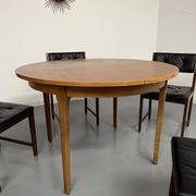 Vintage teak extendable round dining table Scandinavian design 1960s