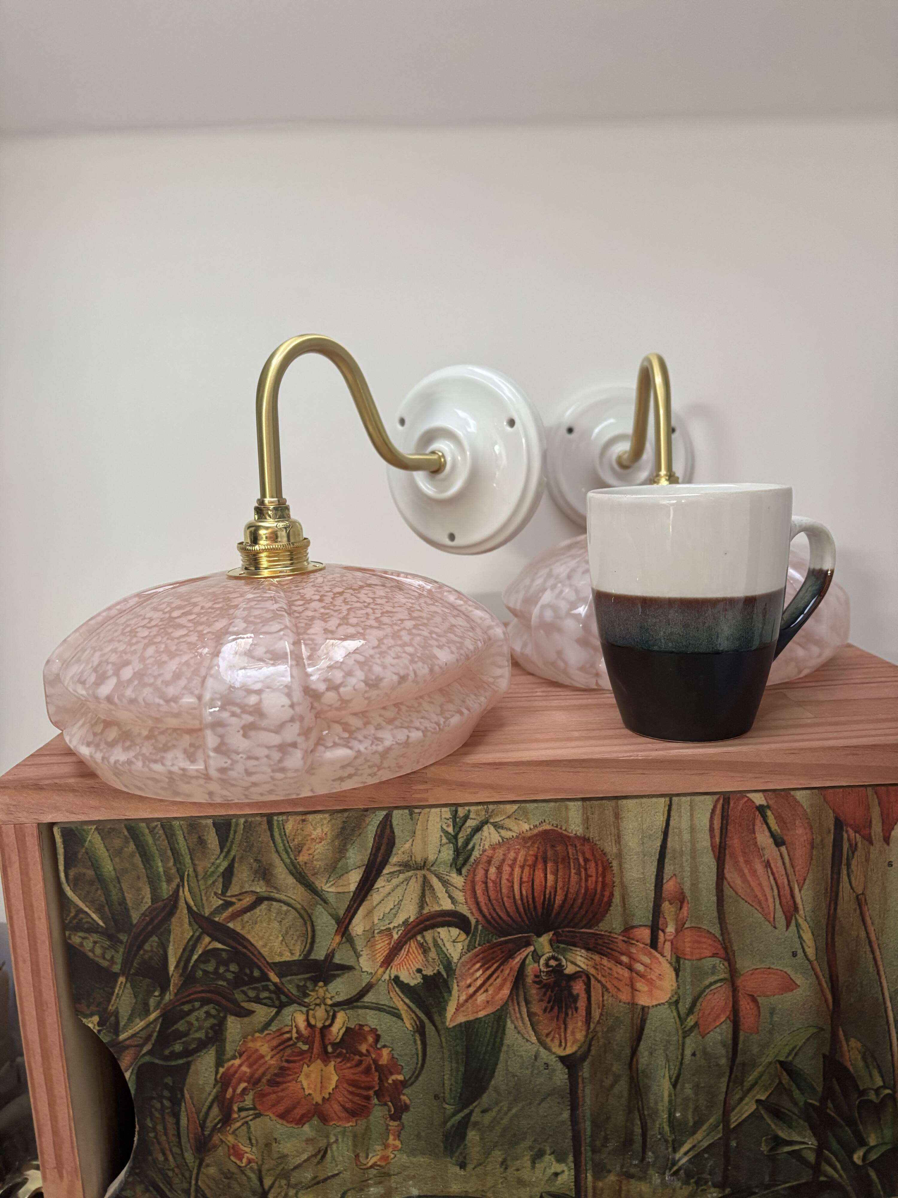Paire d’appliques murales roses