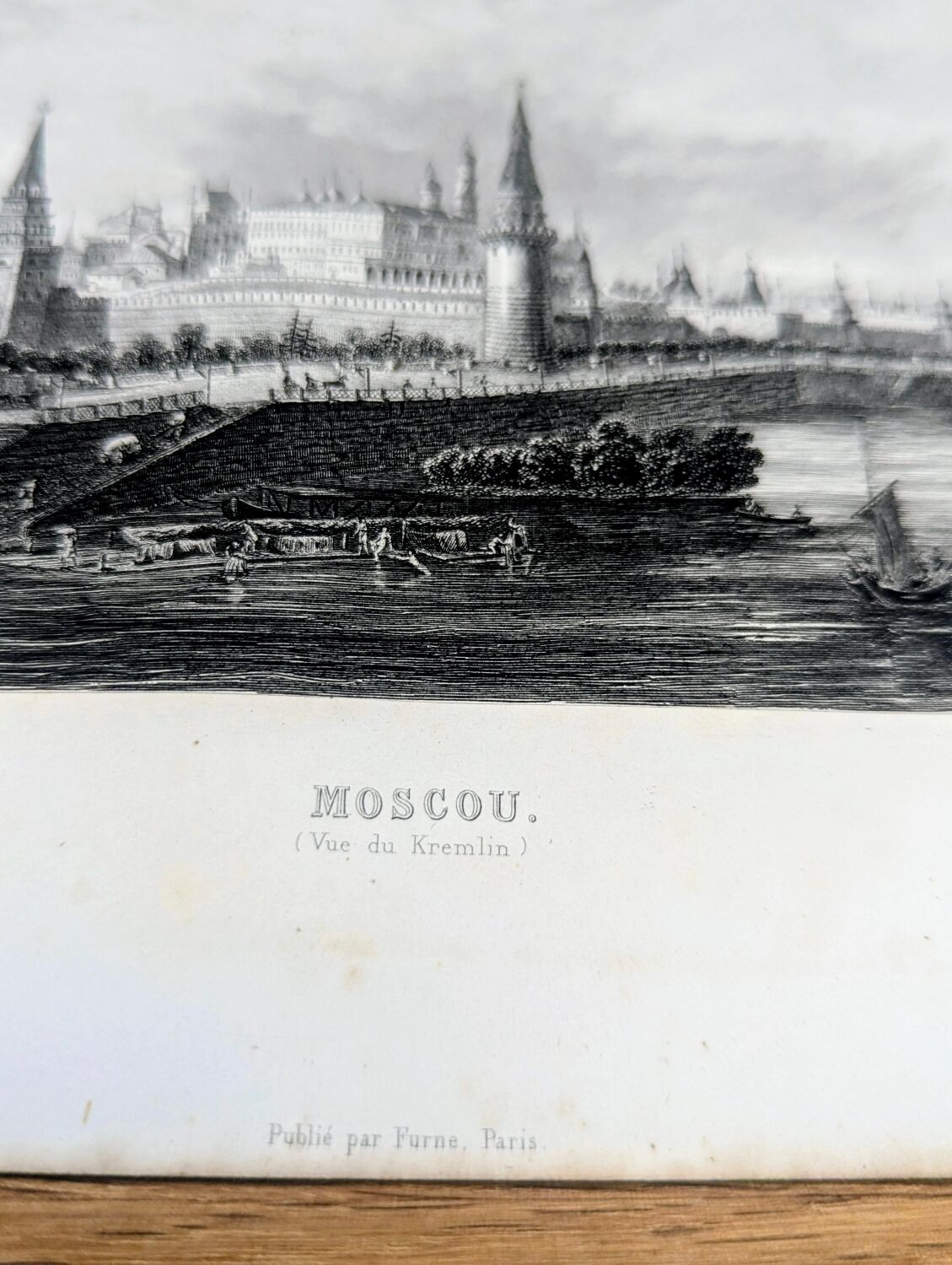 Moscow, Russia, old engraving, printed in 1841.