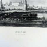 Moscow, Russia, old engraving, printed in 1841.