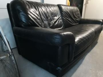 Natuzzi black leather sofa