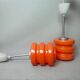 Pair Mid Century Modern MCM orange glass hanging lamps