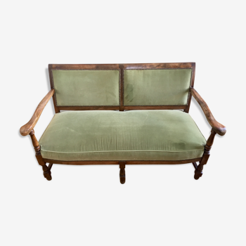 2-seater almond green velvet sofa
