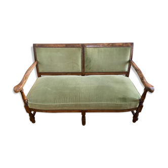 2-seater almond green velvet sofa