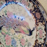 Set of 2 decorative plates Japanese peacock decoration with chrysanthemums